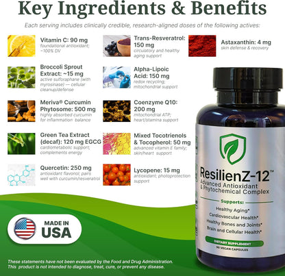 ResilienZ -12 \u2014 Pila de suplementos de longevidad | Fórmula de...