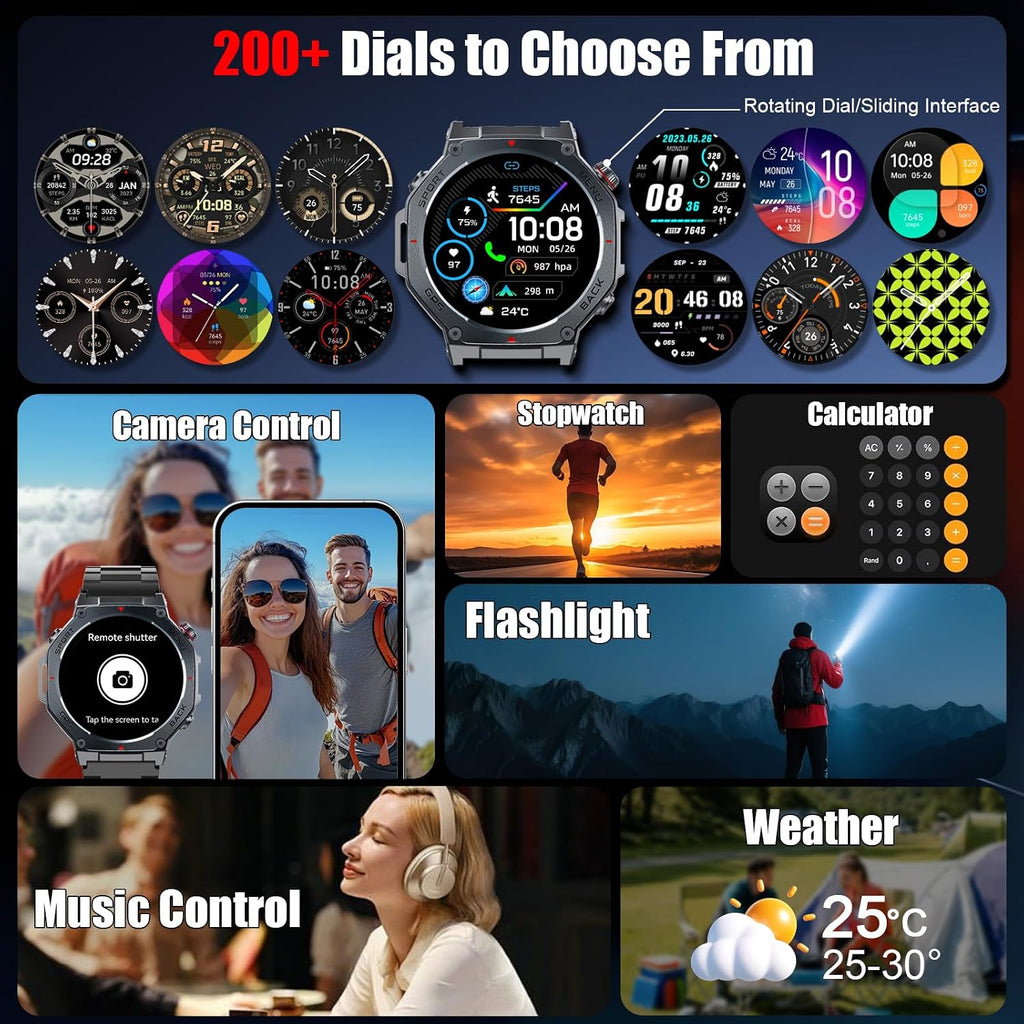 Jugeman Reloj inteligente militar para hombres GPS incorporado con...