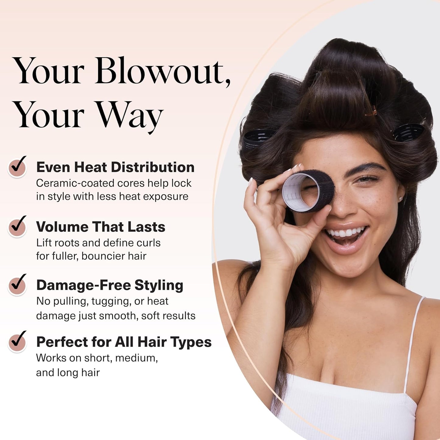 Kitsch Rodillos térmicos de cerámica para mujer, rizadores de pelo con autoagarre para rizos sin calor durante la noche, rodillos grandes voluminizadores para cabello corto y largo, para rizos sin