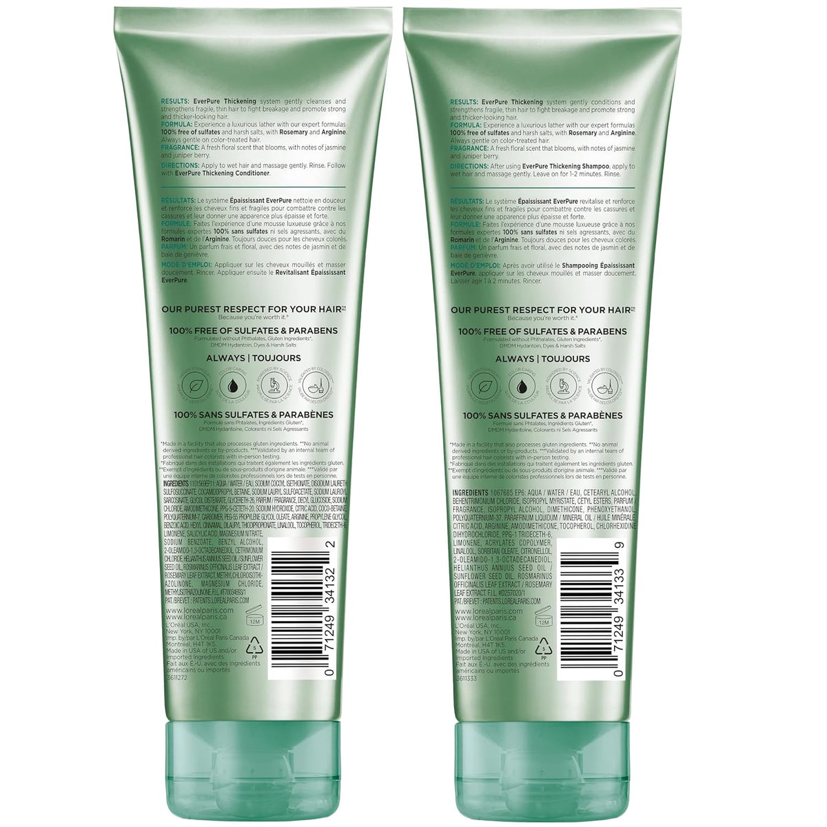 L'Oreal Paris Champú y acondicionador espesante sin sulfato, es...