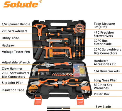 SOLUDE - Juego de herramientas de 182 piezas para reparación del ho...