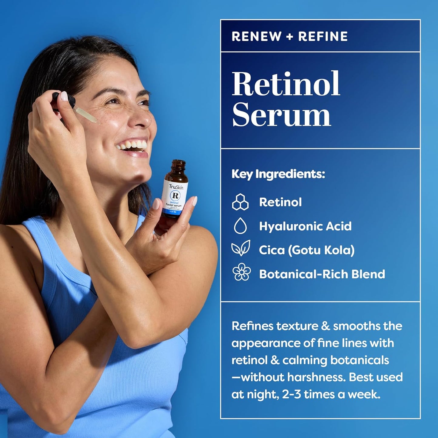 TruSkin Trío de suero facial - Ácido hialurónico, vitamina C y suero de retinol para la cara - Set de cuidado de la piel antienvejecimiento para mujeres - Cuidado de la piel para una piel brillante