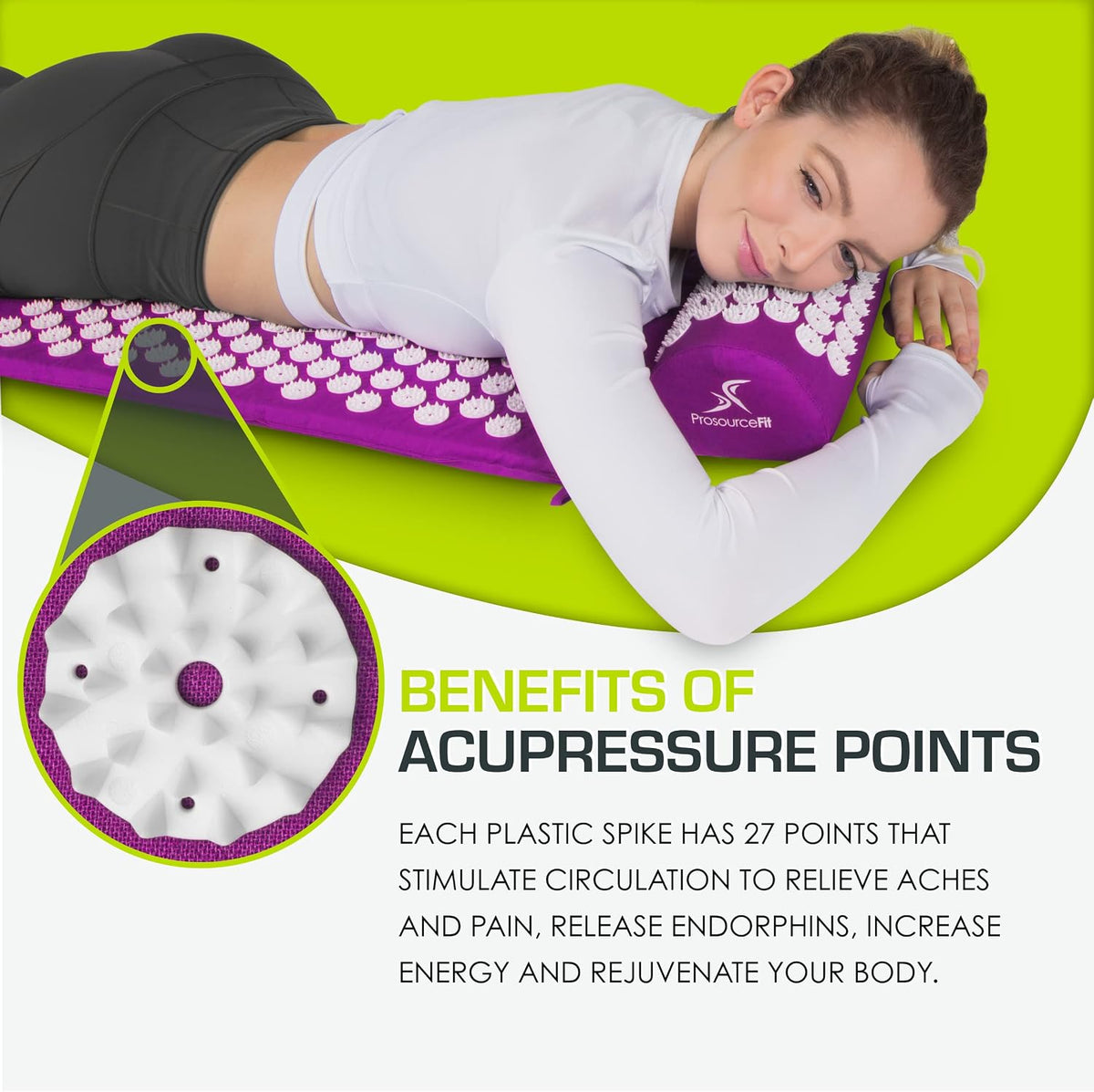 ProsourceFit Set de estera y almohada de acupresión para el alivio...