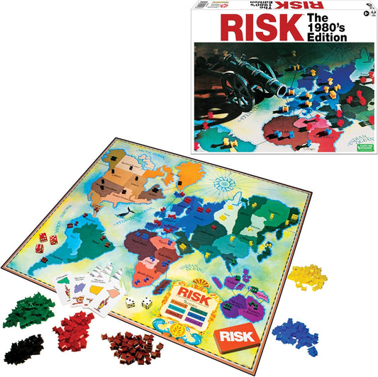 Risk Edición de los 1980 con arte y componentes originales de 1980 de Winning Moves Games USA, juego de mesa de estrategia de dominación mundial para 2 a 6 jugadores, a partir de 8 años