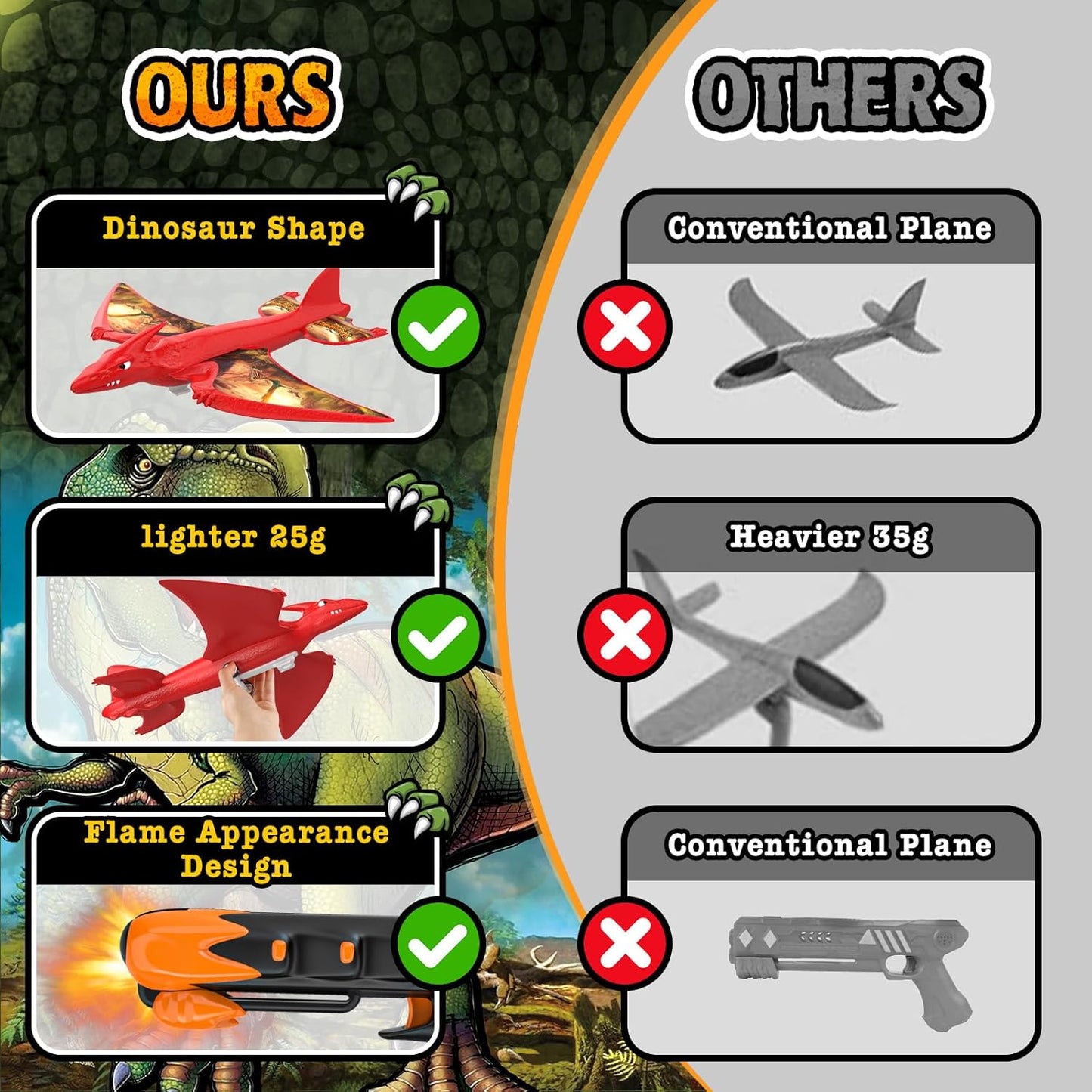Aiencsai Paquete de 3 juguetes de lanzamiento de aviones de dinosau...
