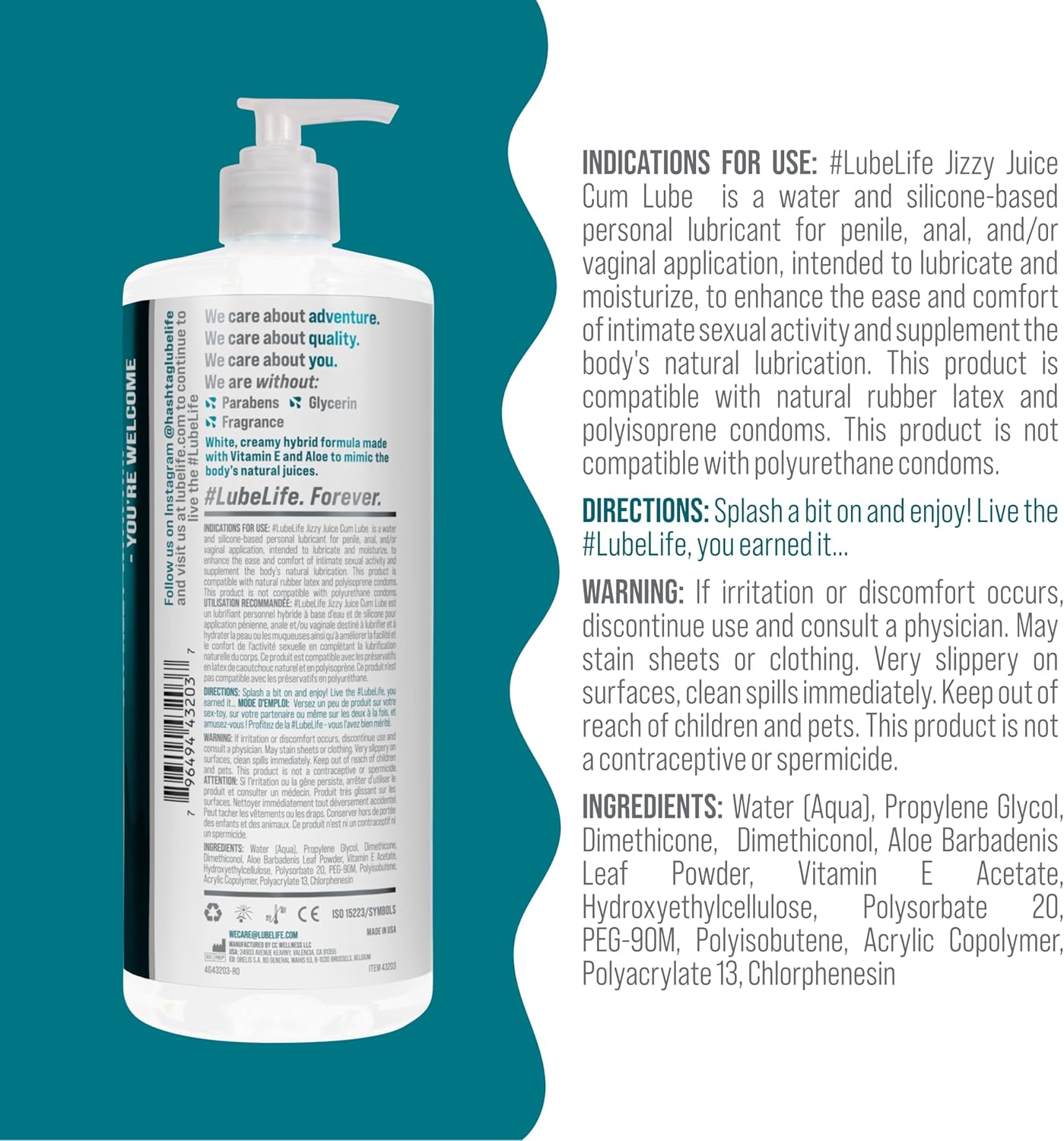 LubeLife Jizzy Juice - Lubricante grueso y cremoso para hombres, mu...