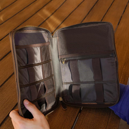 Polare - Organizador de cables de viaje de cuero de grano completo,...