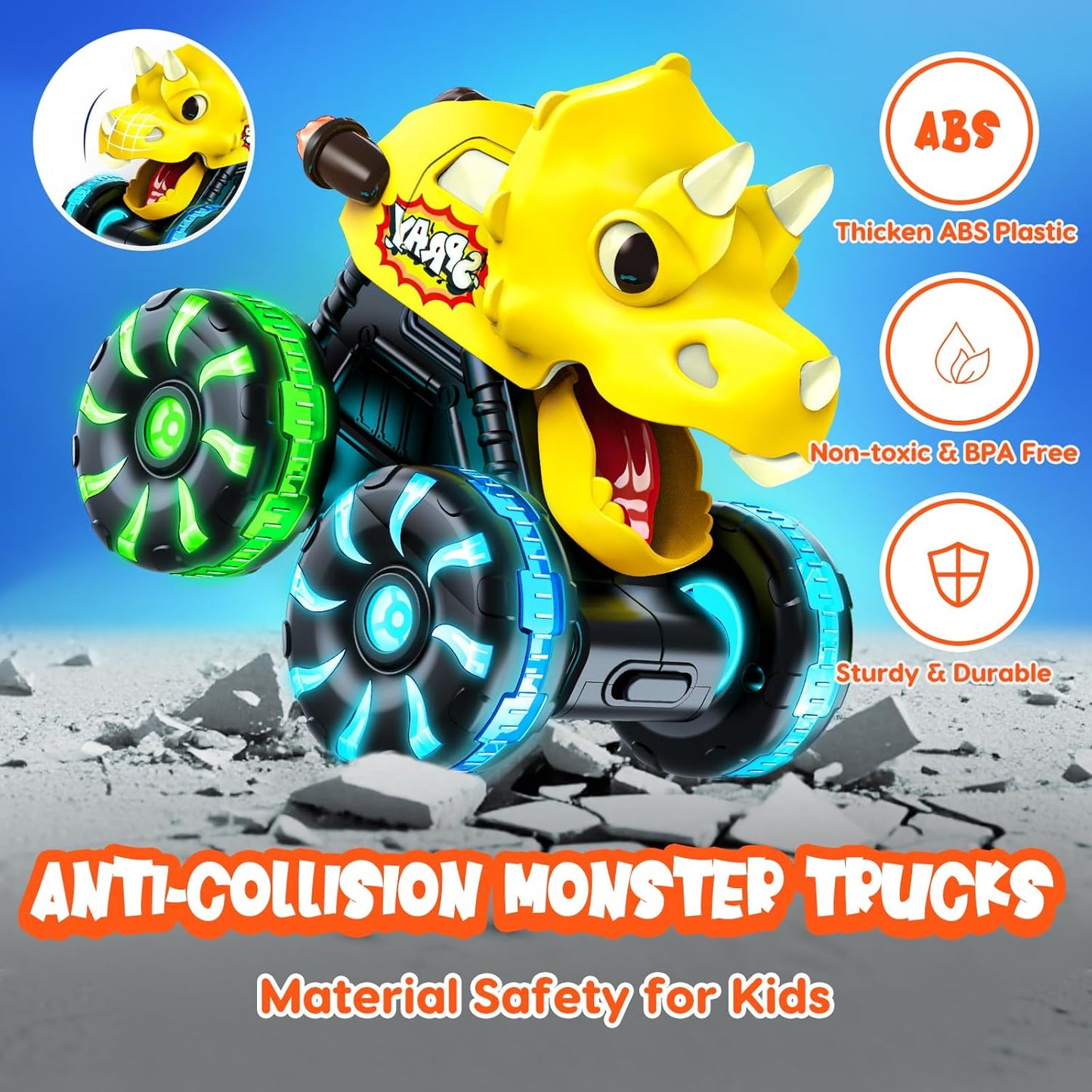 Juguetes de Camiones Monstruo y Autos de Dinosaurio para Niños Pequeños de 1 a 3, Autos a Presión y Camiones de Juguetes para Niños de 1, 2, 3, 4, 5 Años, Regalo para Niños y Niñas, Autos de
