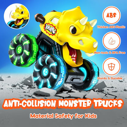 Juguetes de Camiones Monstruo y Autos de Dinosaurio para Niños Pequeños de 1 a 3, Autos a Presión y Camiones de Juguetes para Niños de 1, 2, 3, 4, 5 Años, Regalo para Niños y Niñas, Autos de