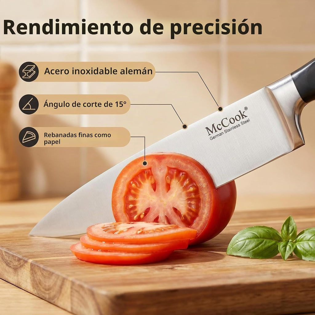 McCook Juego de cuchillos de cocina de 15 piezas con afilador incor...