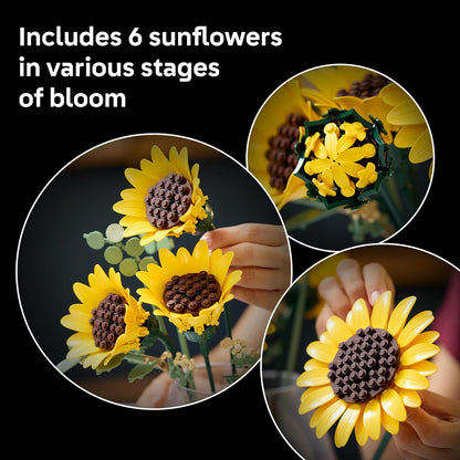 LEGO Botanicals 11502 - Ramo de girasol para adultos, a partir de 18 años, flores artificiales para la oficina en casa, dormitorio o decoración de escritorio, regalos para mujeres y hombres