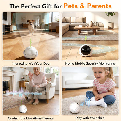 RPZ Cámara para mascotas para interiores, cámara para perros, robot...