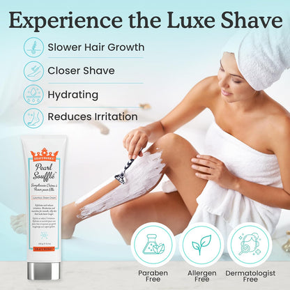 Shaveworks Pearl Soufflé Crema de afeitar para mujeres, loción de a...