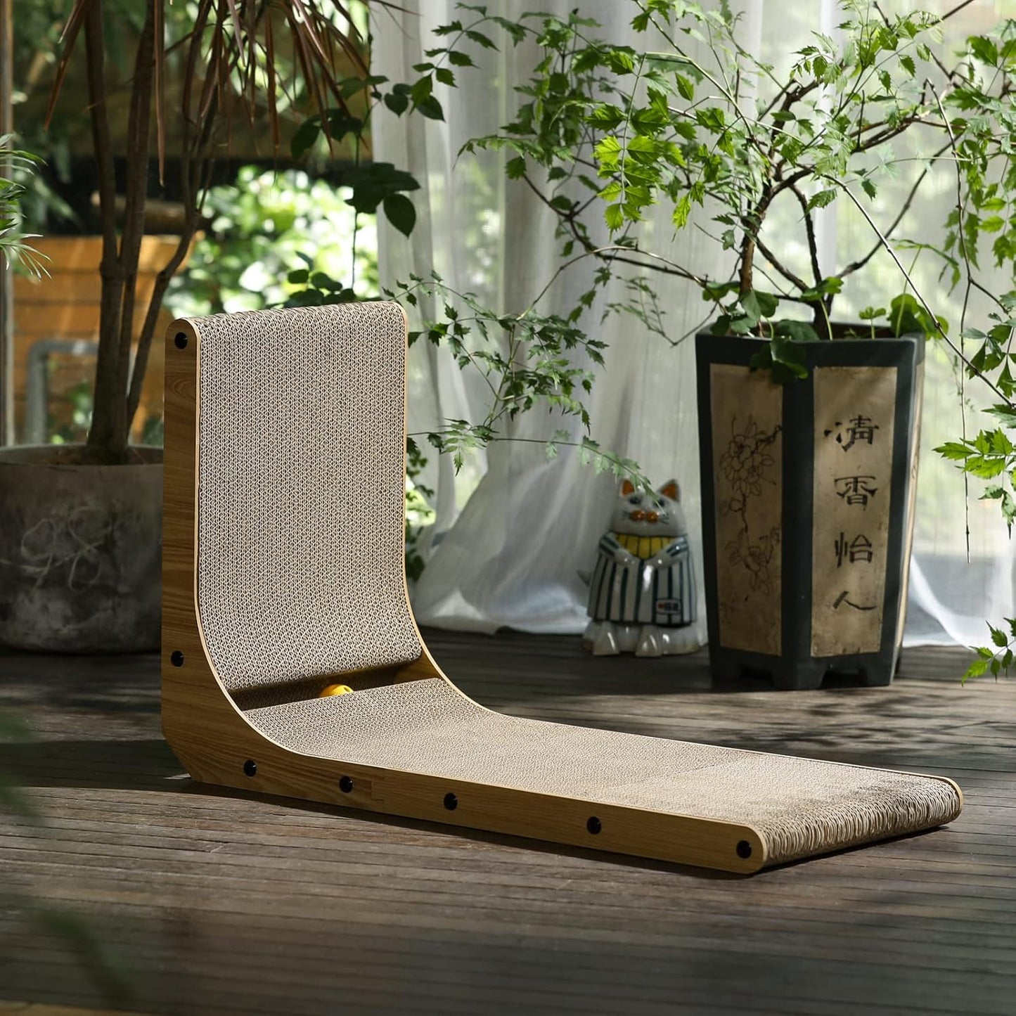 FUKUMARU Rascador para gatos, 26.8 pulgadas en forma de L, almohadi...