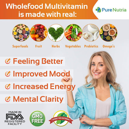 Multivitaminas y minerales integrales con enzimas probióticas \u201...