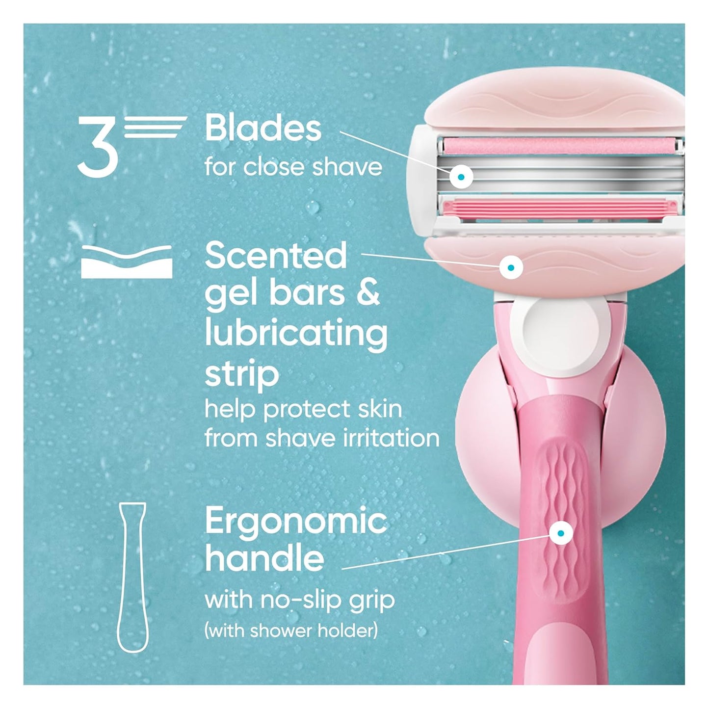 Gillette Venus ComfortGlide - Rastrillo de afeitar para mujer, té blanco (1 mango + 4 cuchillas de repuesto)