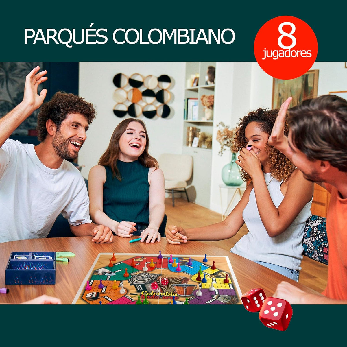 PARQUES Colombiano MAGNÉTICO Madera 8\/6 JUGADORES 50x50 CM Doble c...