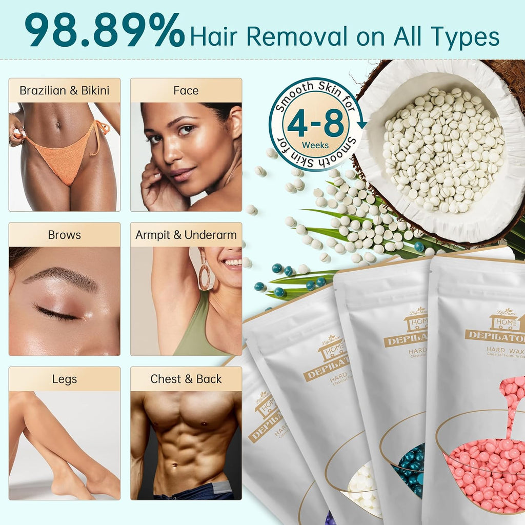 Kit de depilación Lifestance para mujeres y hombres - Calentador di...