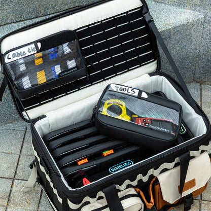 OPENMOON Bolsa translúcida para accesorios de cámara y electrónica de almacenamiento, organizador de cables, accesorios de engranaje, artículos esenciales para cámara de viaje, versión M delgada