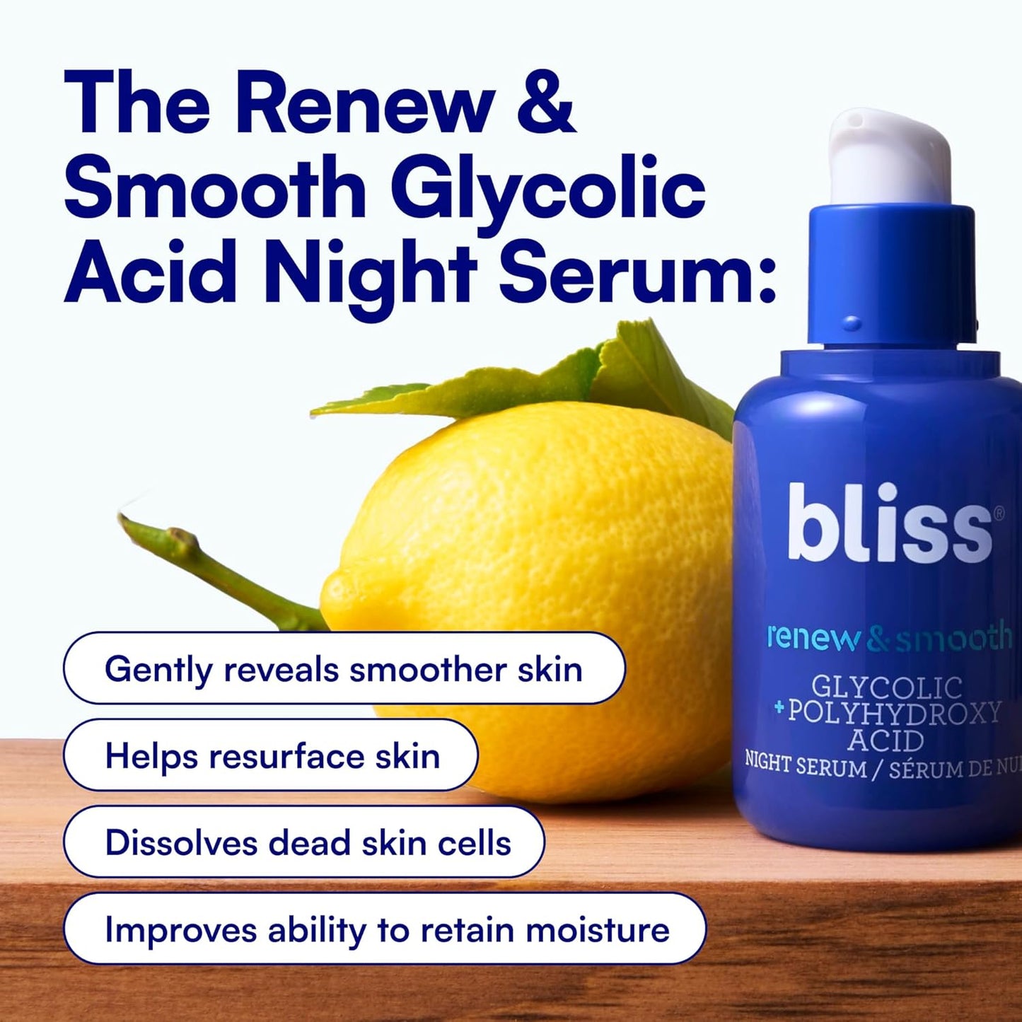 Bliss Glycolic + Polyhydroxy Acid Renew &amp; Smooth - Suero noctur...