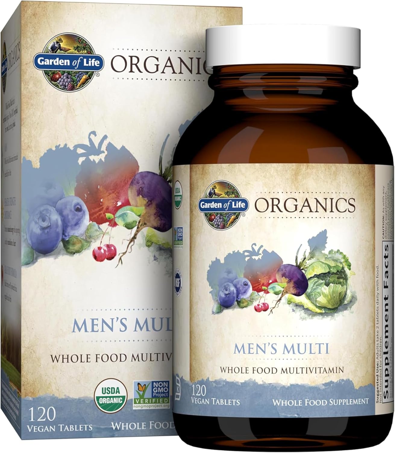Multi tabletas Garden of Life Kind Organics para hombres, 120, 1, 1