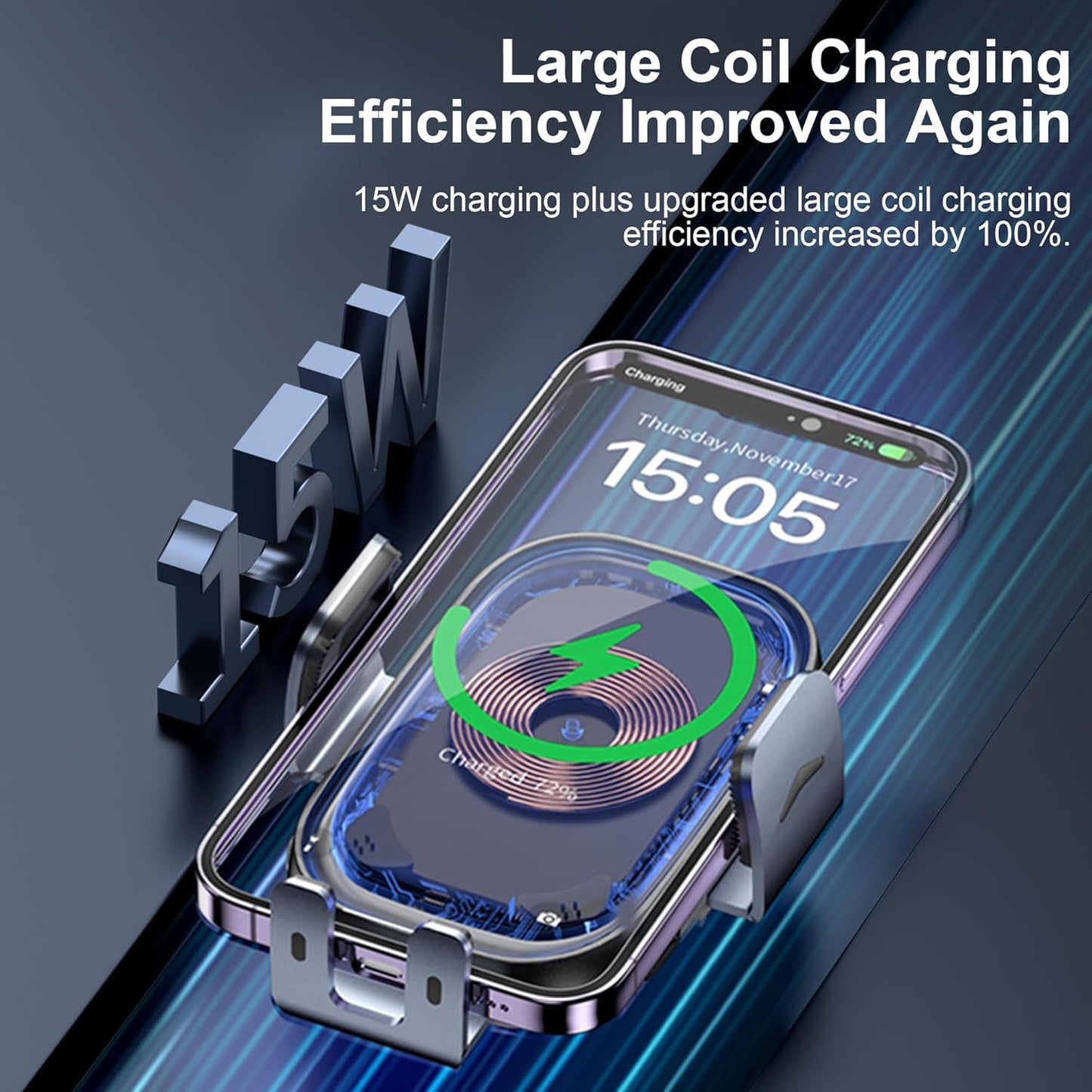 Cargador inalámbrico para automóvil, 3 en 1, soporte para teléfono de automóvil, cargador de automóvil, montaje para parabrisas, salpicadero, ventilación de aire, soporte de teléfono celular de carga