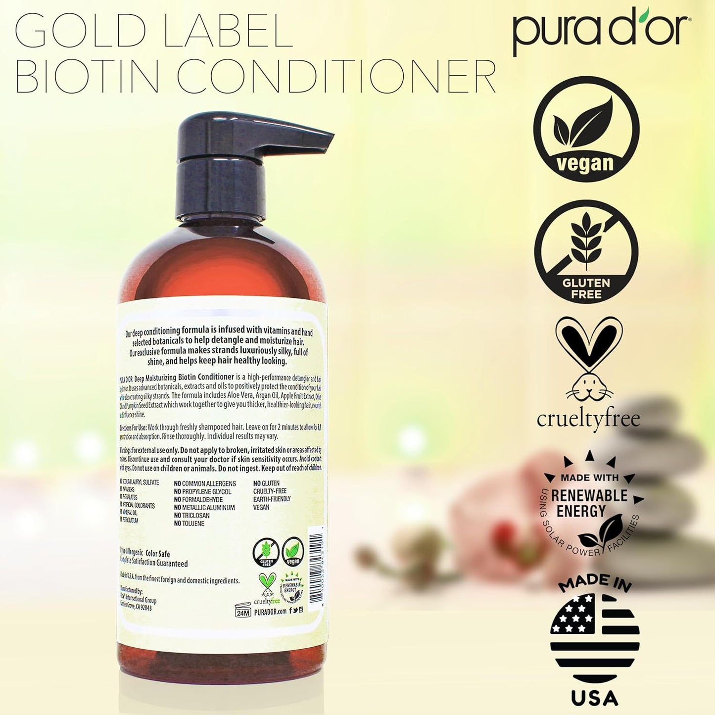 PURA D'OR Acondicionador Profundo Hidratante con Biotina Engros...