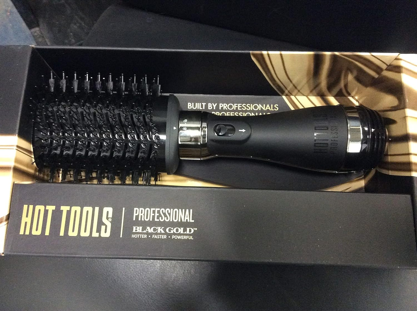 HOT TOOLS Volumizador y secador de pelo profesional de un solo paso desmontable de oro negro, barril de 2.8 pulgadas