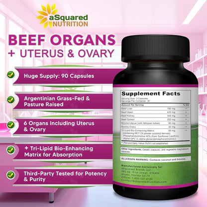 aSquared Nutrition Suplemento de órgano de carne de res para mujere...