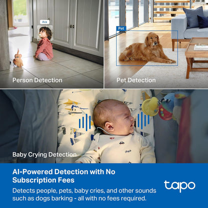 Tapo - Cámara de seguridad interior Pan\/Tilt de 4K para monitor de...