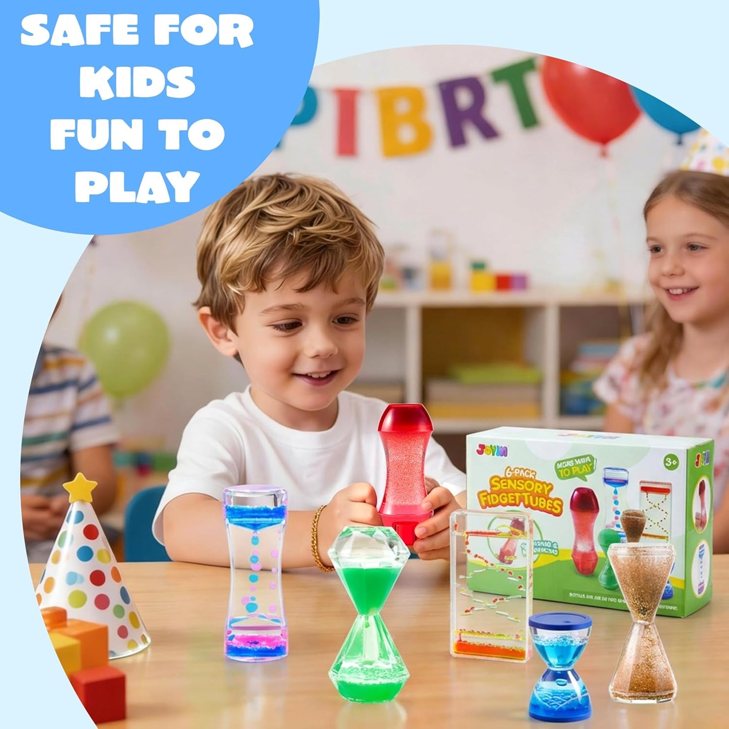 JOYIN 6 tubos sensoriales antiestrés para niños con autismo, botellas sensoriales de agua calmante para aliviar el estrés, juguetes silenciosos para el aula, calma en las esquinas, premios y juguete