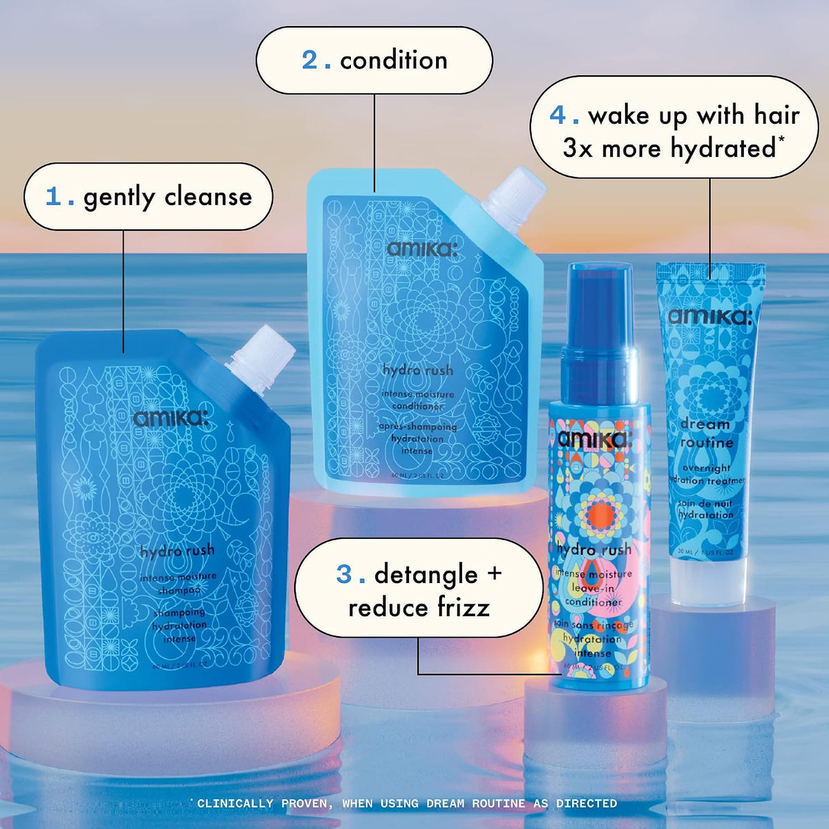 Set de prueba de rutina capilar Hydro Dream de amika