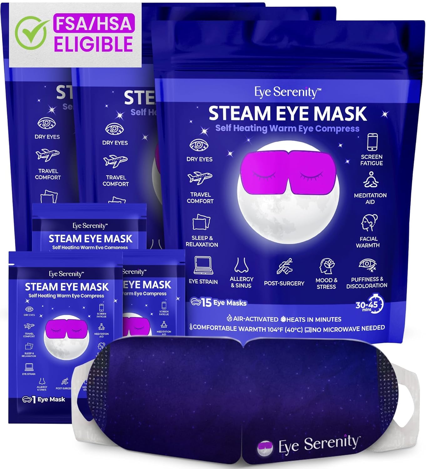 Máscara de ojos de vapor de Lure Essentials con autocalentamiento,...