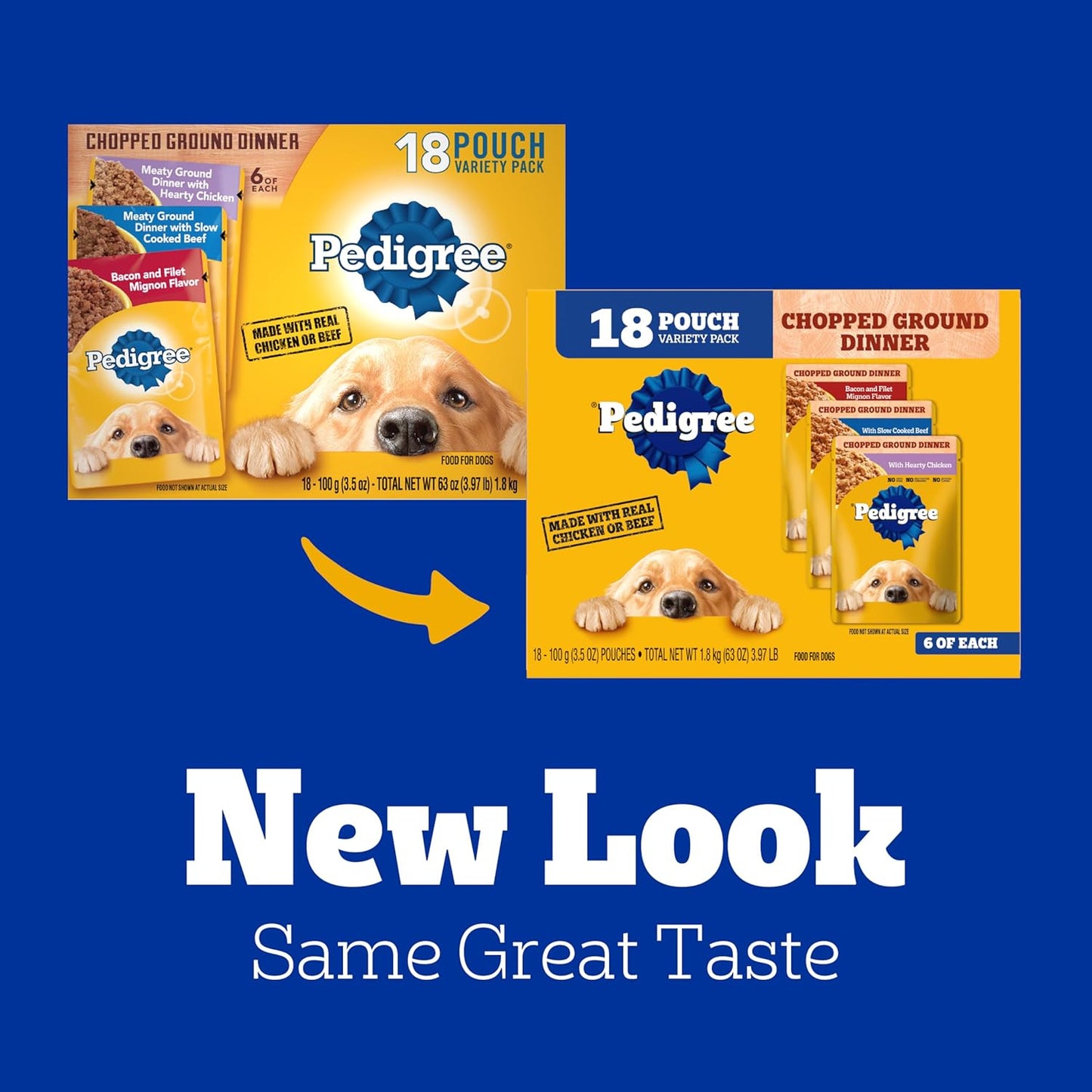 Pedigree - Comida húmeda para perros adultos de cena molida en un p...