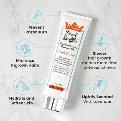 Shaveworks Pearl Soufflé Crema de afeitar para mujeres, loción de a...