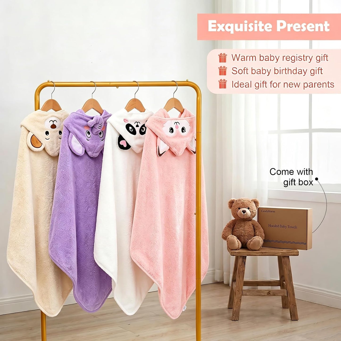 CandyHome Juego de 12 toallas de baño para bebés y niños pequeños,...