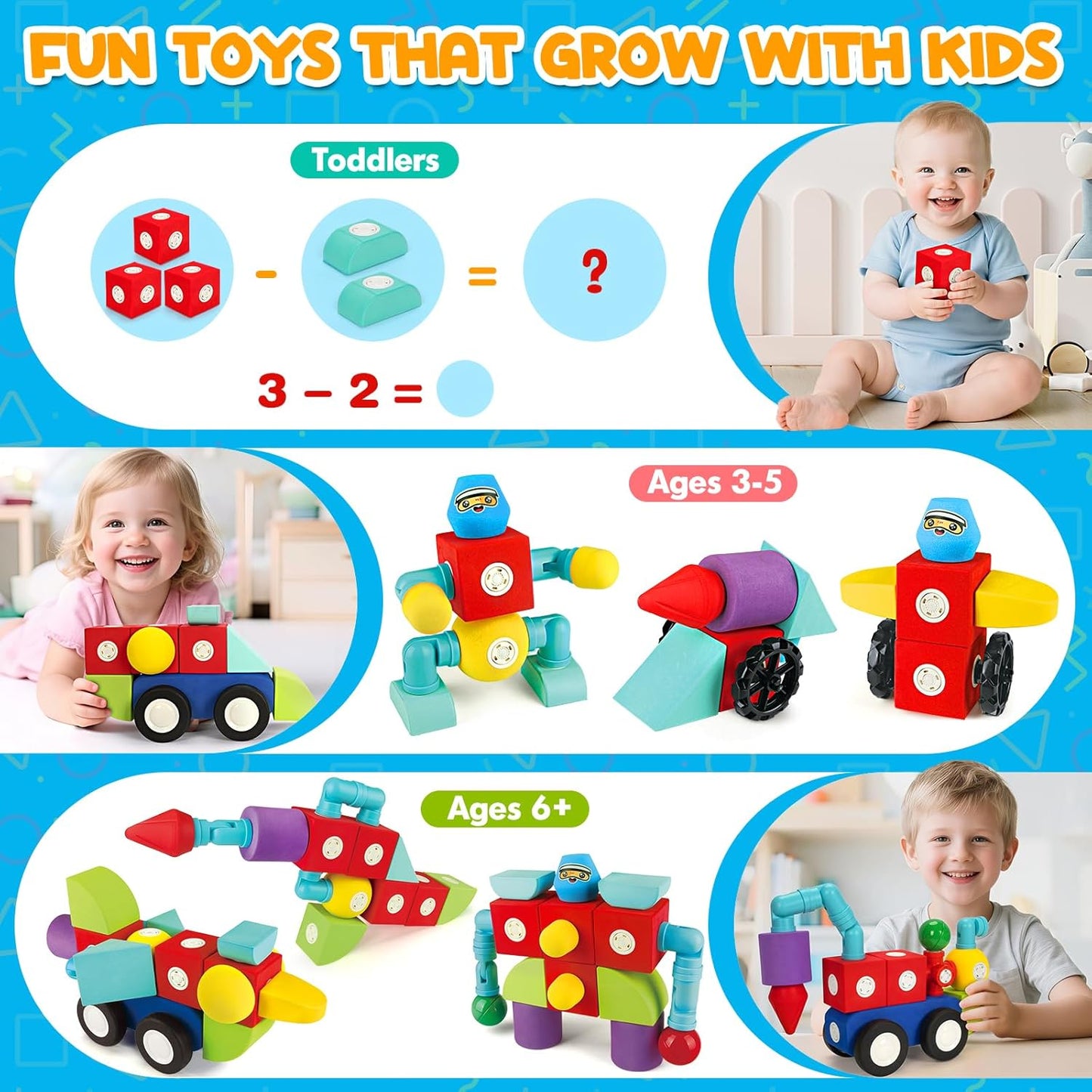 Hodurgyi 35 Piezas Bloques de Espuma Magnéticos para Niños, Bloques...