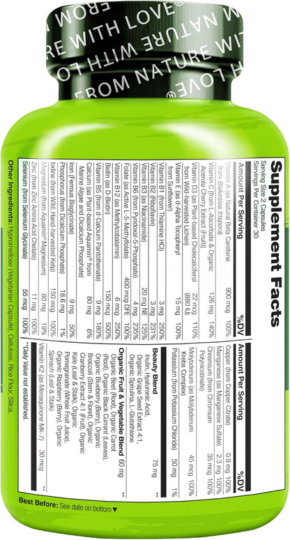 NATURELO Whole Food Multivitamínico con soporte adicional para el c...