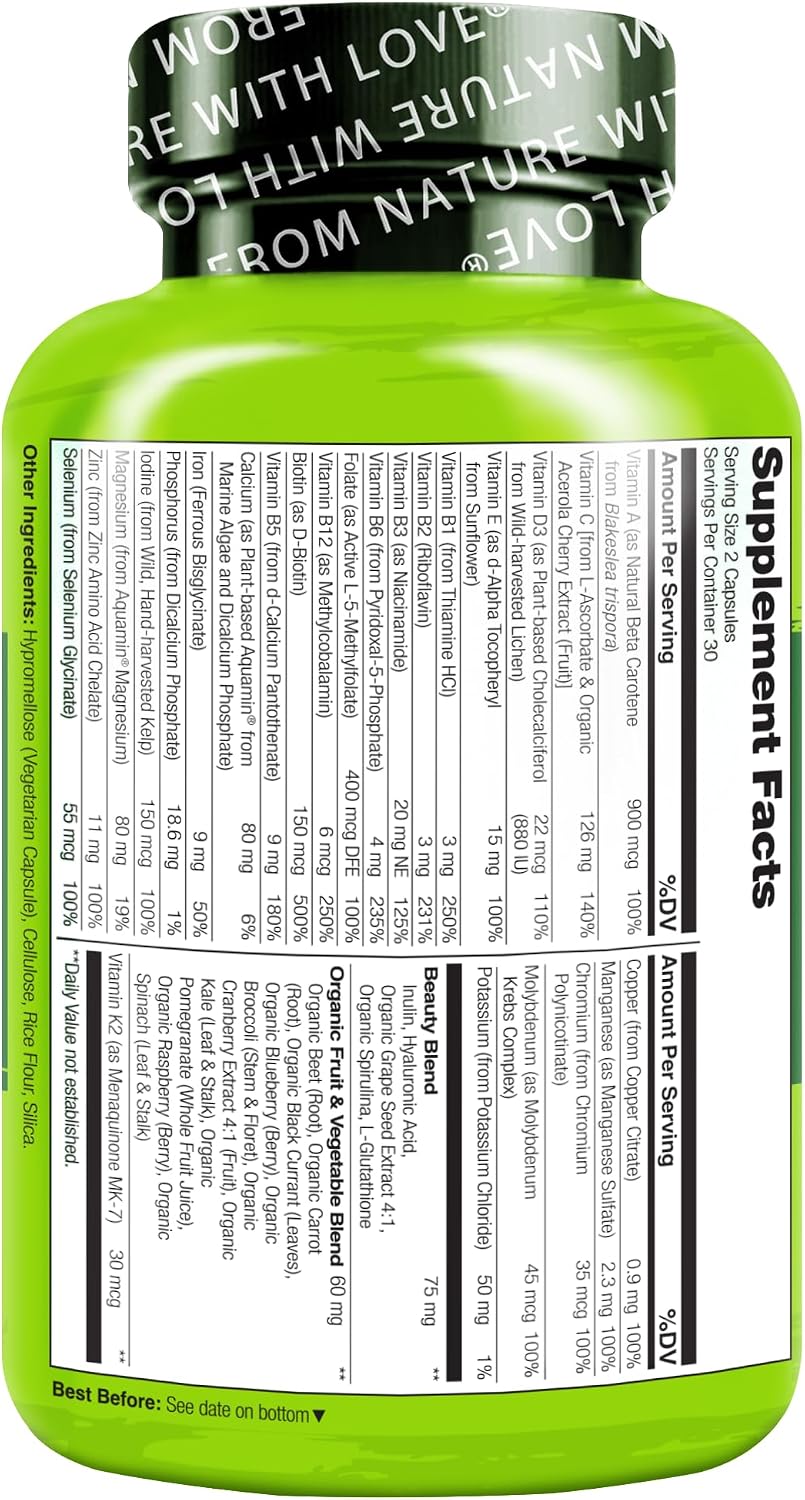 NATURELO Multivitamínico de Alimentos Integrales con Soporte Adicio...