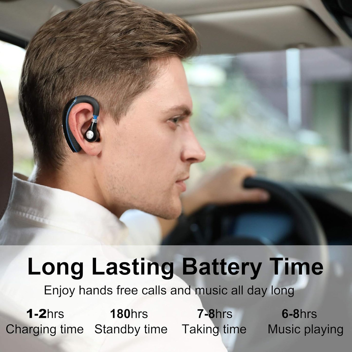 Auricular Bluetooth, auricular inalámbrico V5.0 Bluetooth auricular ultraligero manos libres para negocios/oficina/conducción/deporte