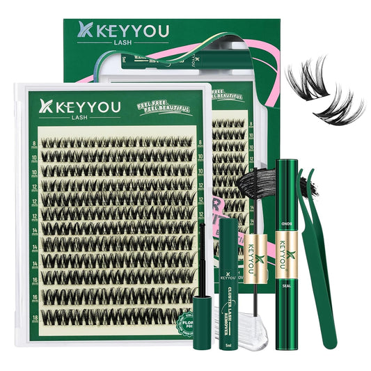 KEYYOU Flora - Kit de racimos de pestañas Flaunt D, pestañas natura...