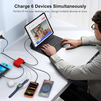 [2026 actualizado] Cargador rápido USB C, 100 W GaN 6 puertos tipo...