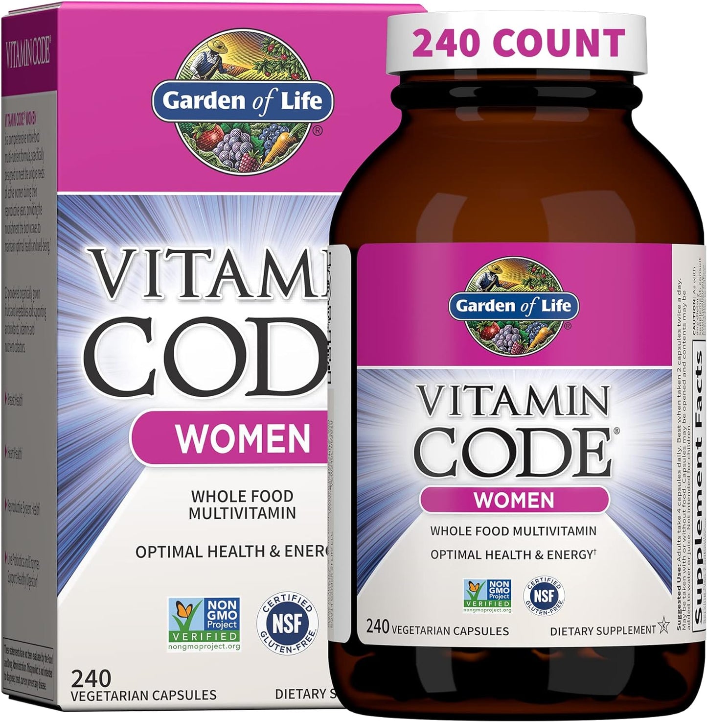 Jardín de vida Vegetariana Suplemento Multivitamínico para Mujeres,...