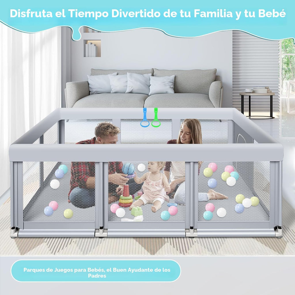Fshibila Corralito grande de 74 x 50 pulgadas, corralito para bebés...