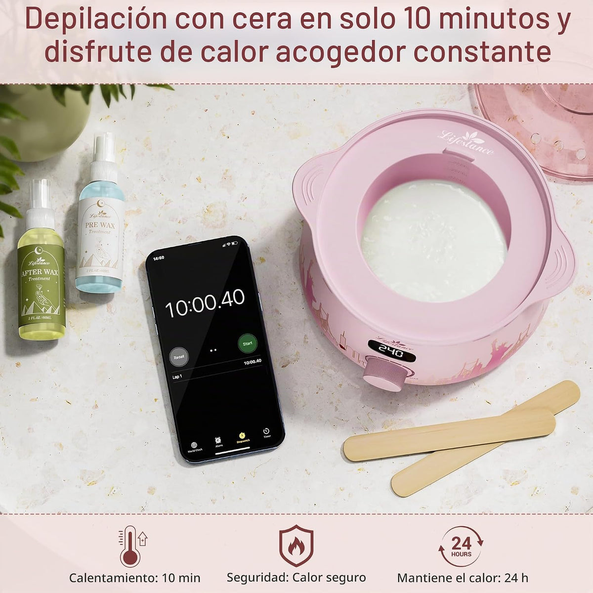 Lifestance Kit de Depilación para Mujeres y Hombres - Calentador Di...