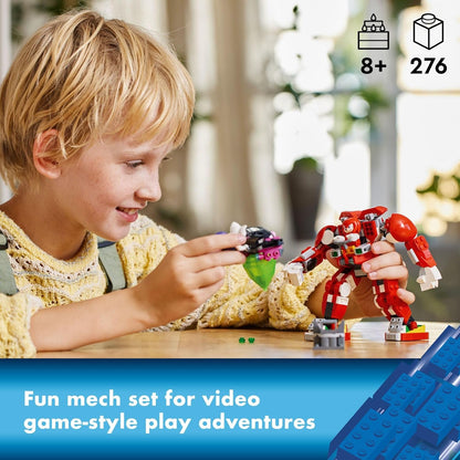 LEGO Sonic The Hedgehog, Set de Construcción de Mech Guardian de Knuckles, Juguete de Sonic para Niños, Figura de Acción de Knuckles Inspirada en Videojuegos con Esmeralda Maestra, Regalo de Juegos
