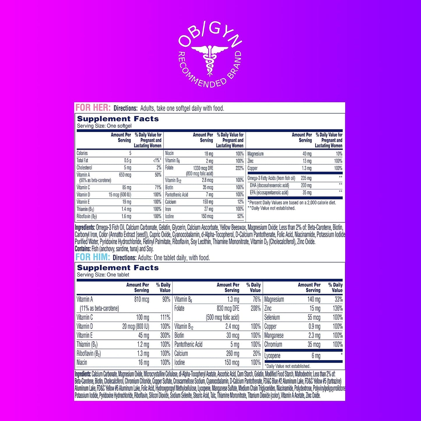 One A Day Multivitamínico Prenatal en Cápsulas Blandas para Hombres...