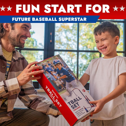 Juego de béisbol 3 en 1 para niños y niños pequeños de 3 a 5 años – Incluye soporte de pelota de camiseta, camiseta colgante, lanzador automático de bolas y 6 bolas de softball, altura ajustable para