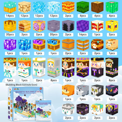 200 piezas de bloques magnéticos, juegos de mesa en tablero, juego...