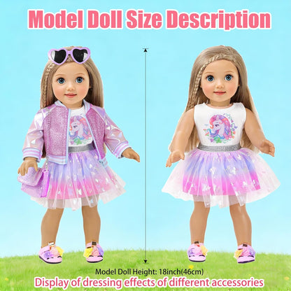 ebuddy Ropa y accesorios para muñecas de 18 pulgadas, traje de unic...
